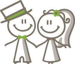 Stick man and woman holding hands